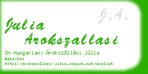 julia arokszallasi business card
