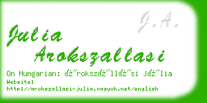 julia arokszallasi business card